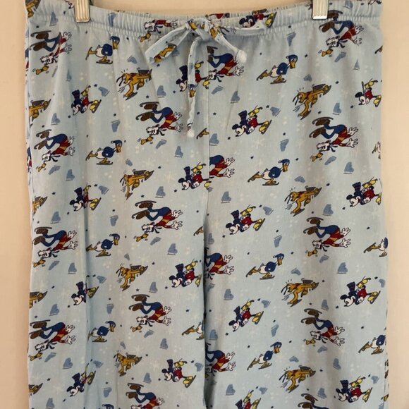 Disney Winter Wonderland Pajama Pants Unisex Large Blue Mickey & Friends Cozy - Picture 2 of 10